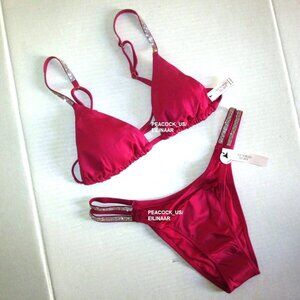 XL/XL Victoria Secret Shine Strap Triangle Top & Brazilian Bikini Bottom Set NWT